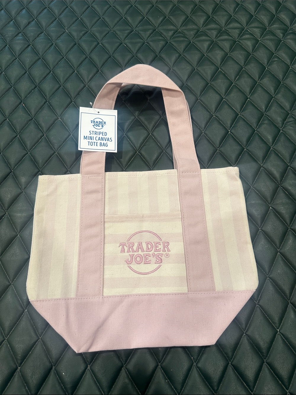 Trader Joe's Pink Striped Mini Canvas Tote